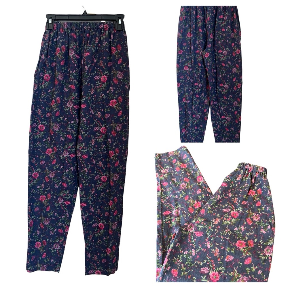 Laura Ashley Vintage Pants Women’s S Wool Blend Floral High Rise Granny Cottage - Picture 2 of 16